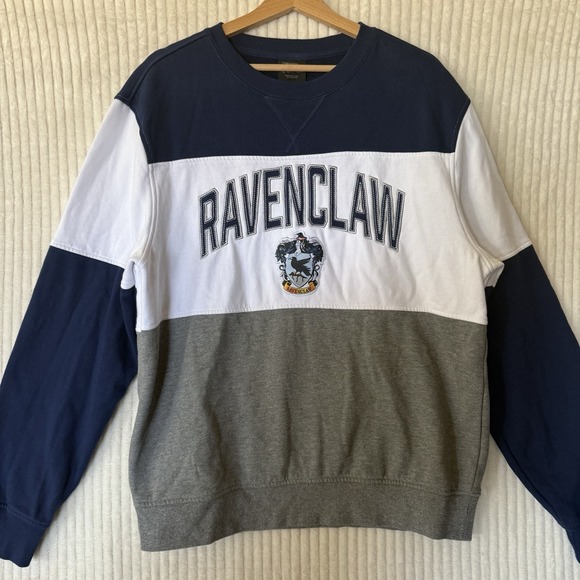 Harry Potter Ravenclaw Universal Studios Color Block Crewneck Sweatshirt Sz L - Picture 11 of 15